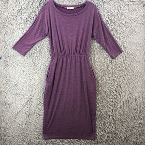 Moyabo Dress Womens Medium Purple 3/4th Sleeve Sheath Soft A-Line Pockets